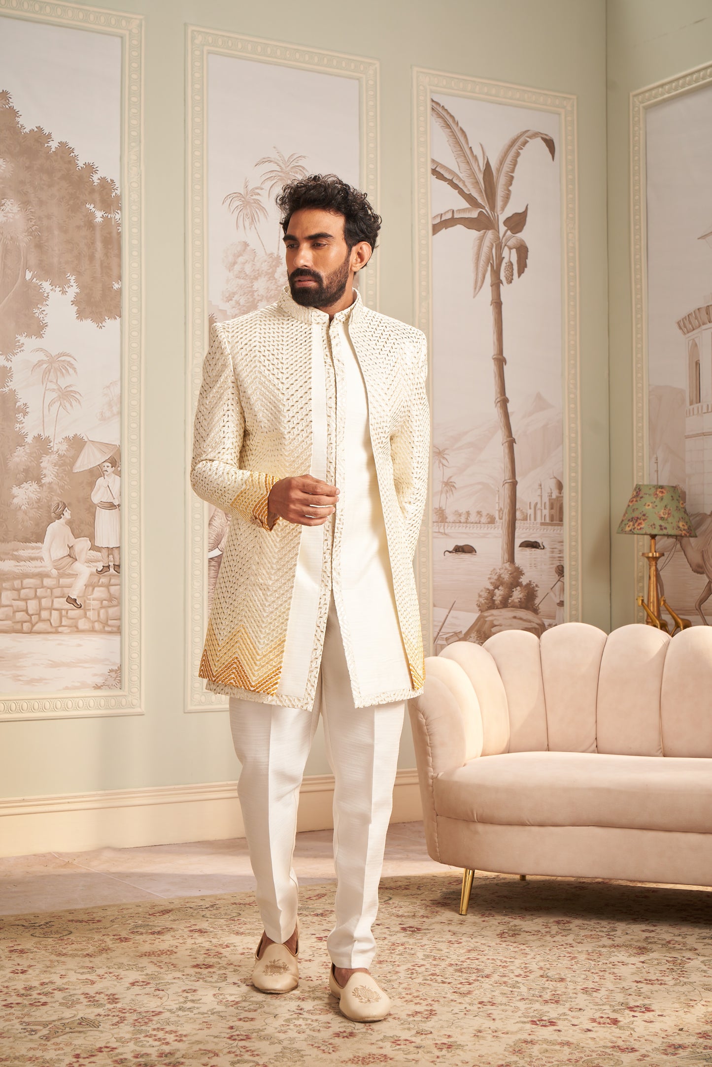 Indo Western Front Open - Cream