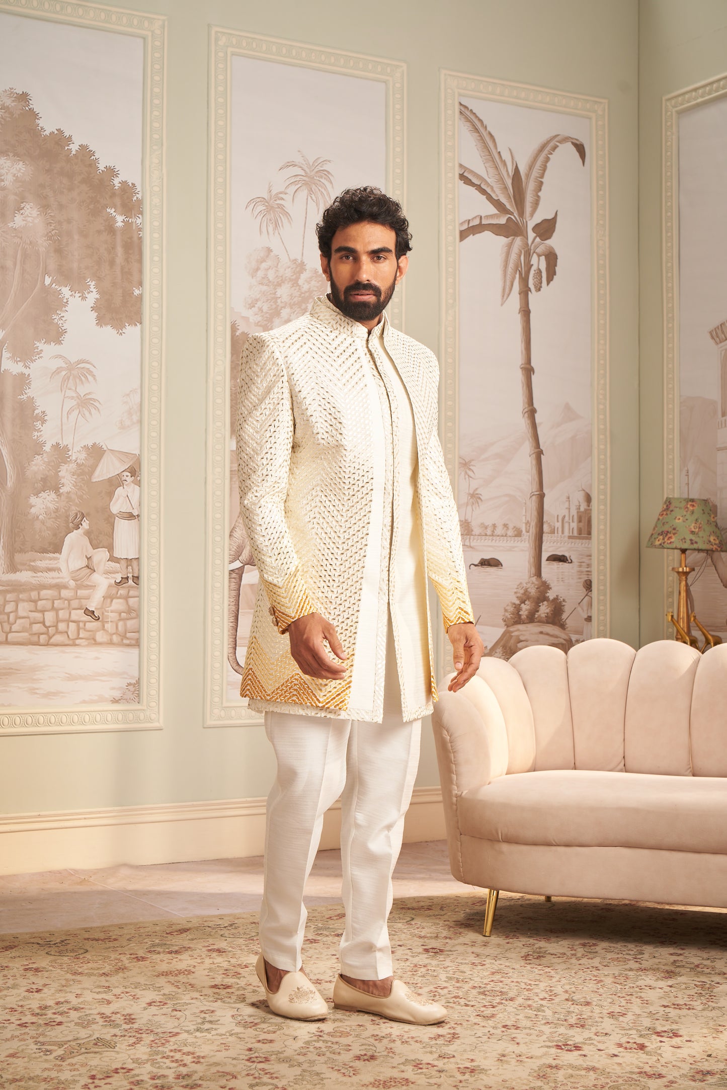 Indo Western Front Open - Cream