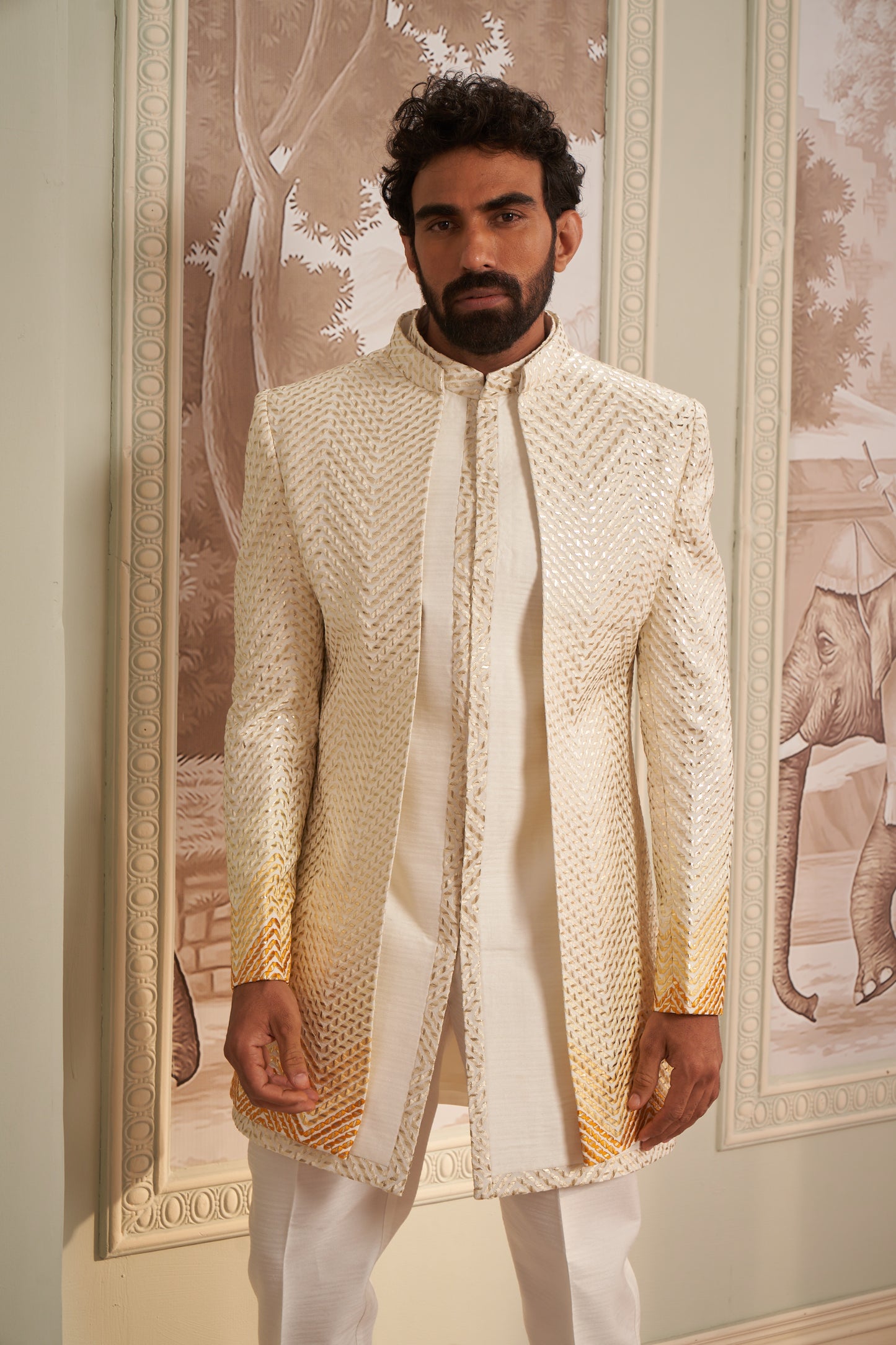 Indo Western Front Open - Cream