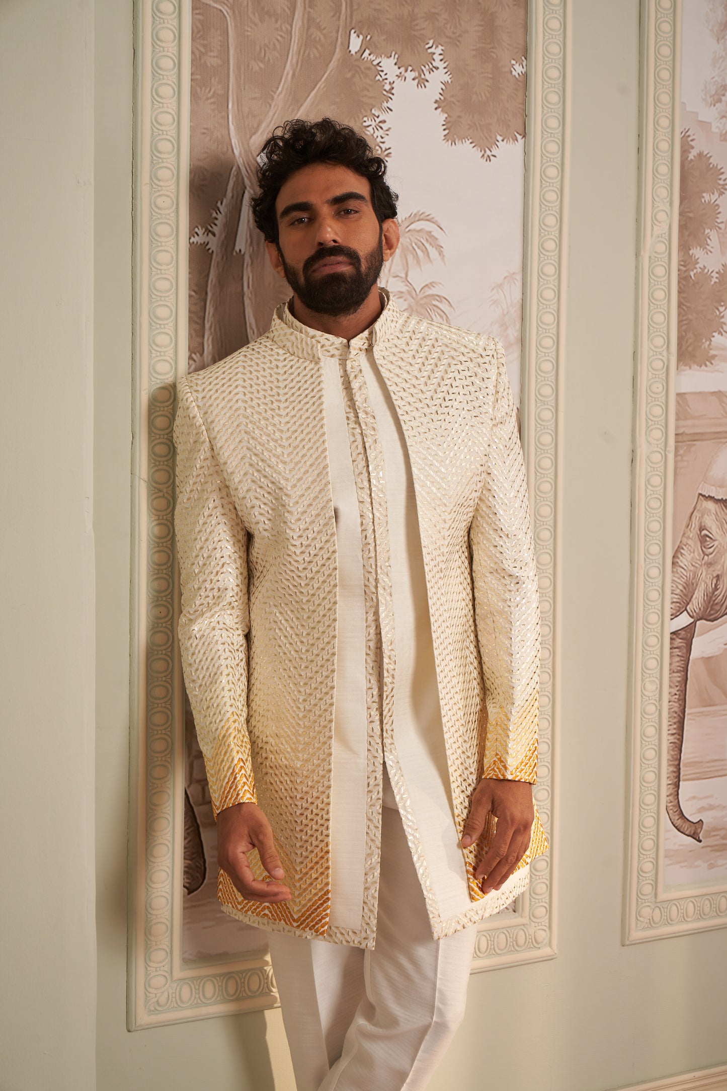 Indo Western Front Open - Cream