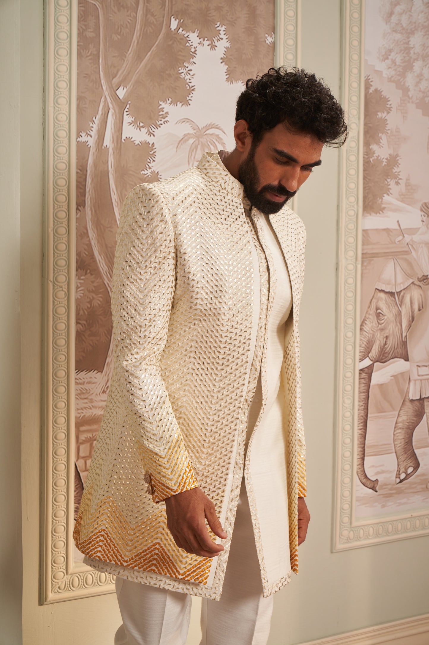 Indo Western Front Open - Cream