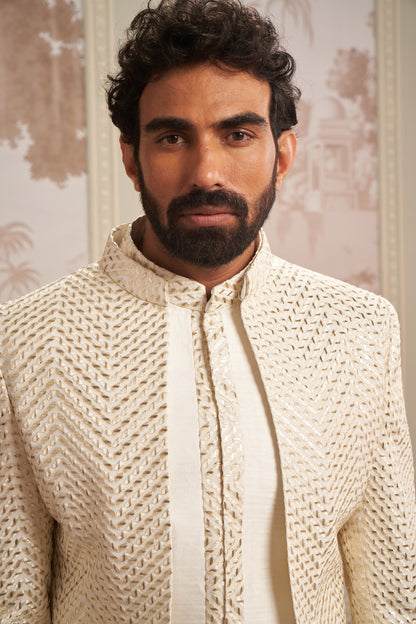 Indo Western Front Open - Cream