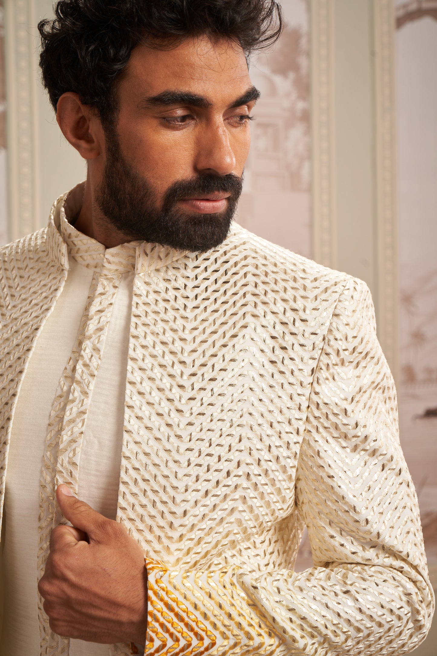 Indo Western Front Open - Cream