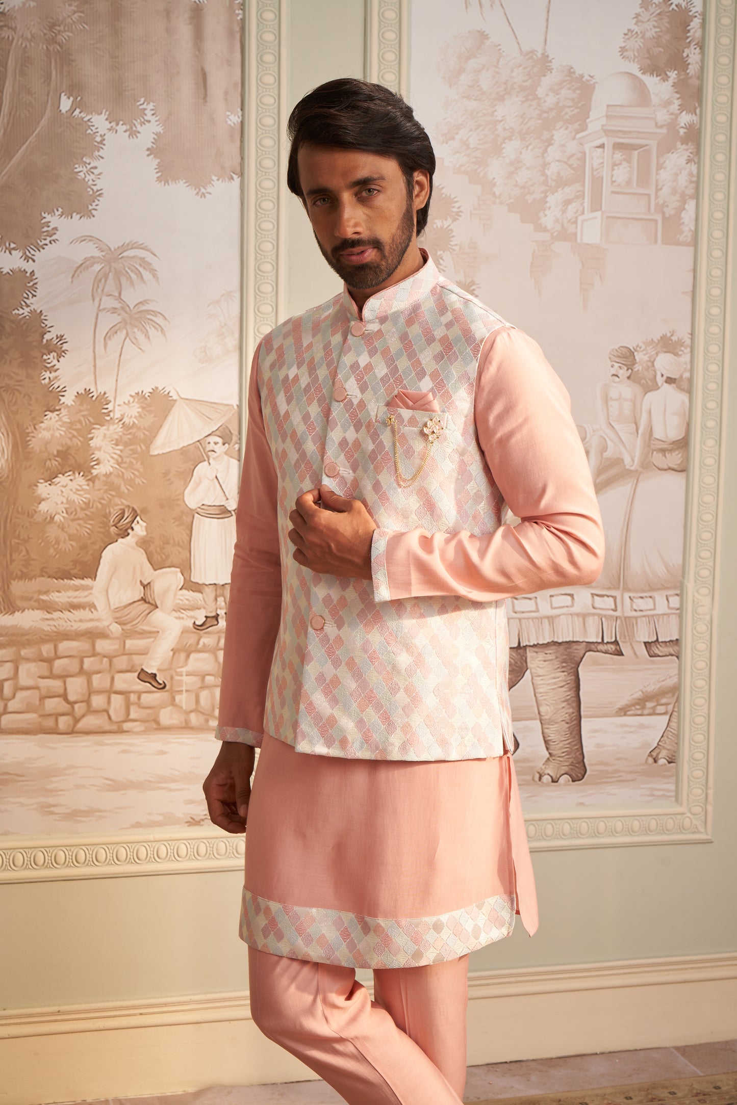 Bundi Kurta Set - Pink