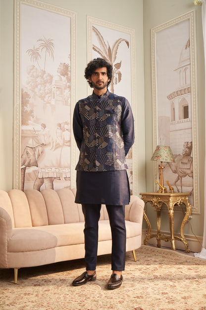 Bundi Kurta Set - Blue