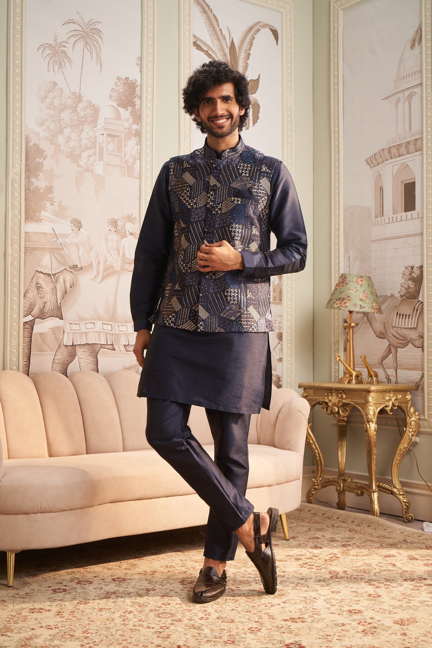 Bundi Kurta Set - Blue