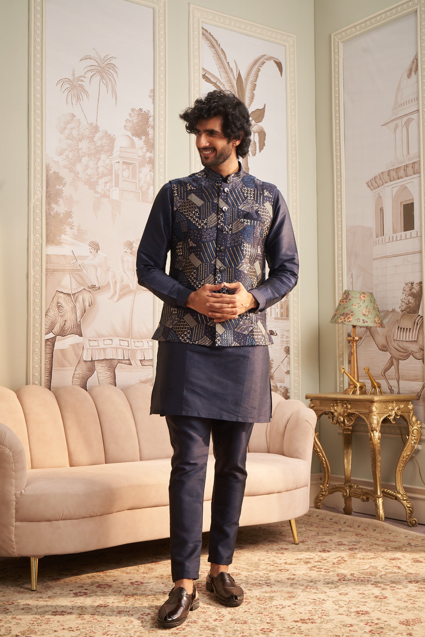 Bundi Kurta Set - Blue