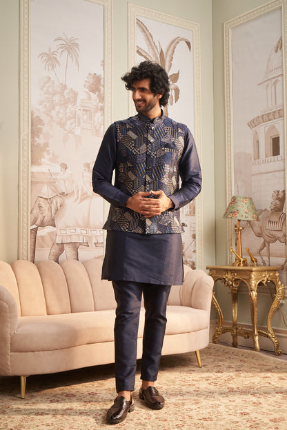 Bundi Kurta Set - Blue