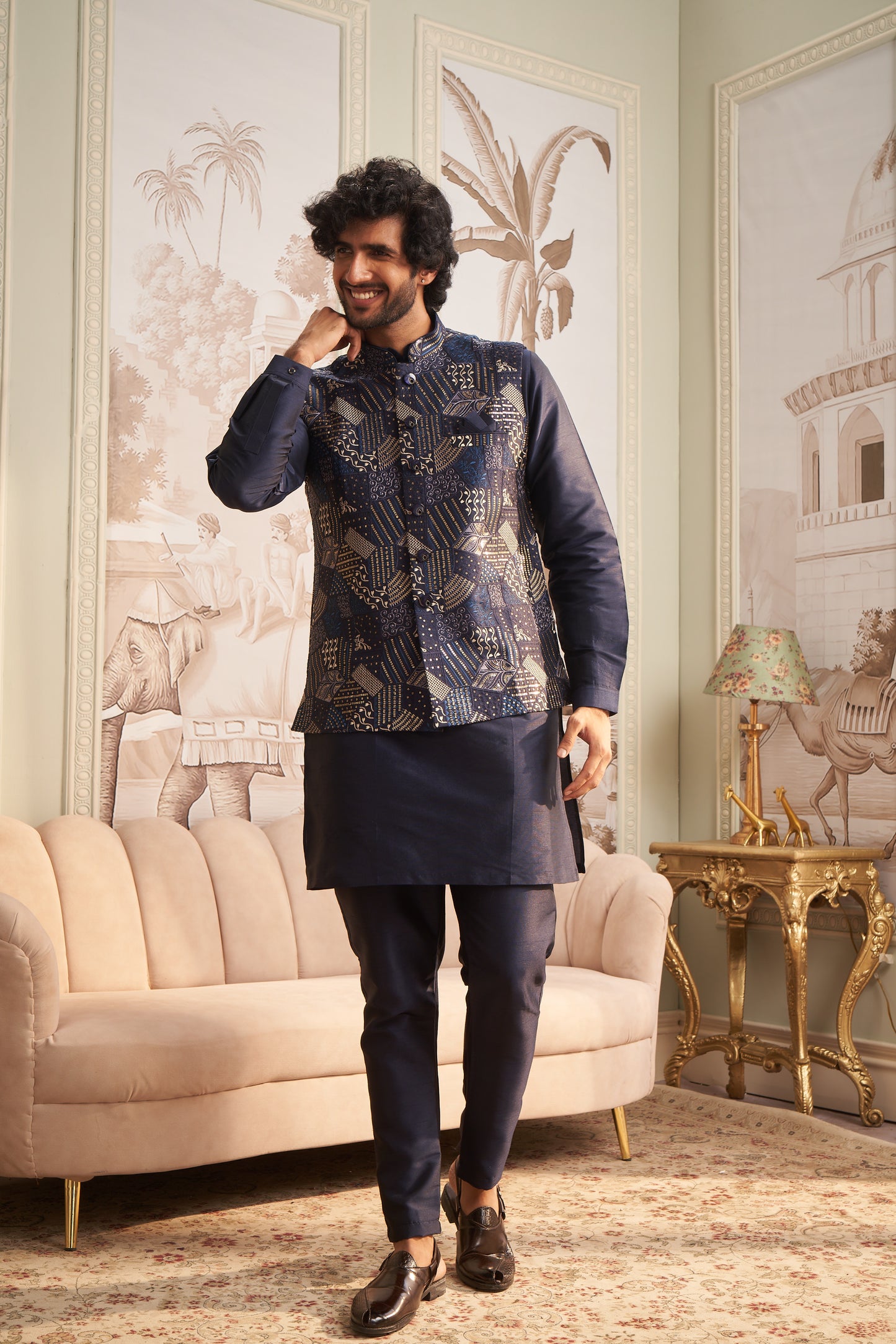 Bundi Kurta Set - Blue