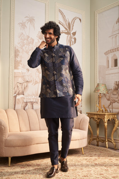 Bundi Kurta Set - Blue