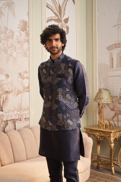 Bundi Kurta Set - Blue
