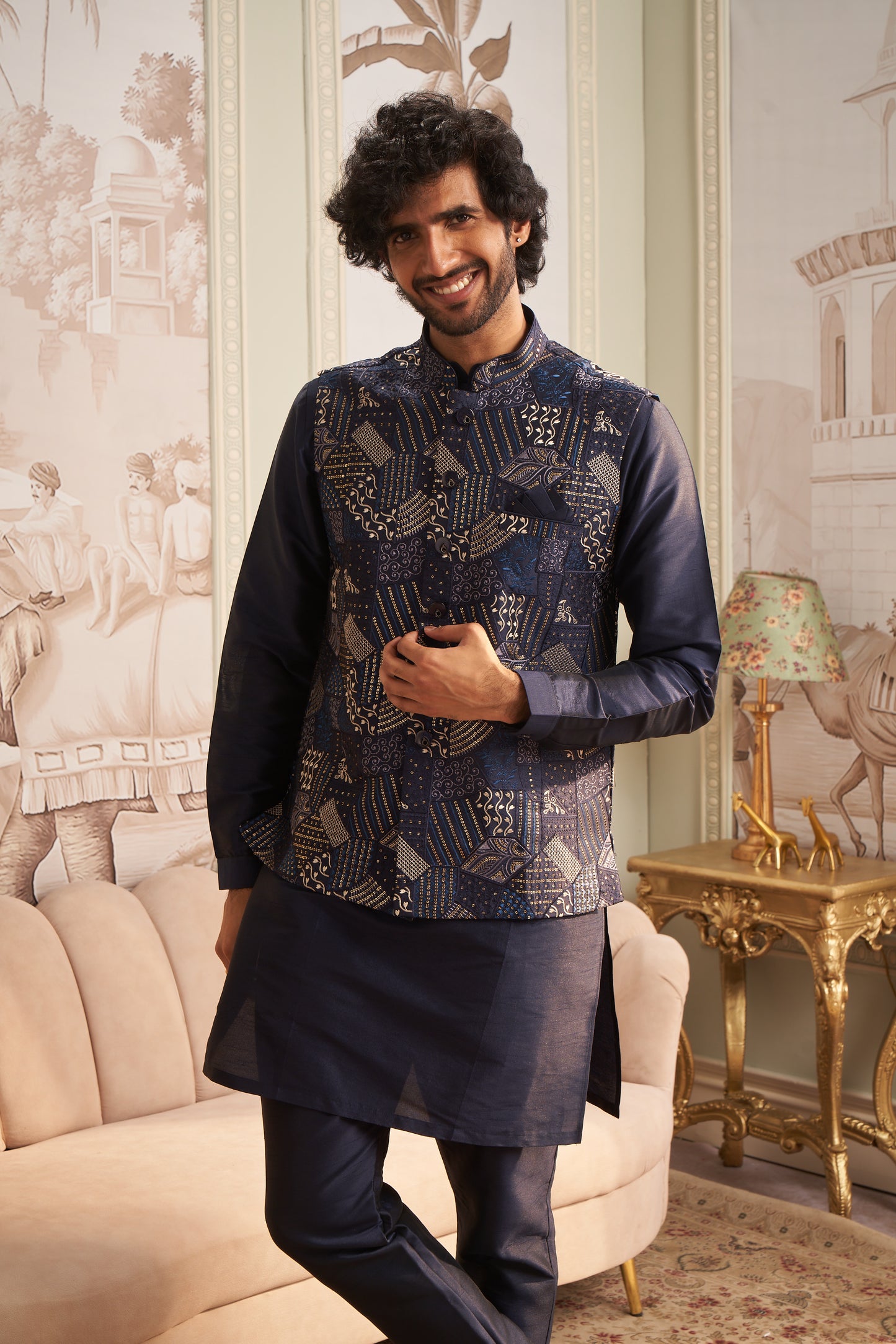 Bundi Kurta Set - Blue