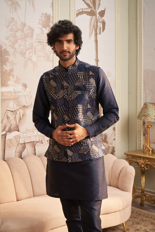 Bundi Kurta Set - Blue