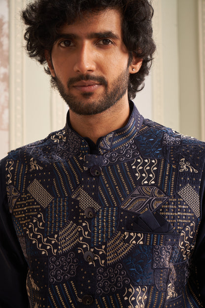 Bundi Kurta Set - Blue