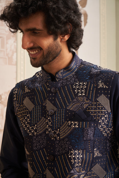 Bundi Kurta Set - Blue