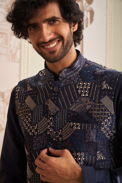 Bundi Kurta Set - Blue