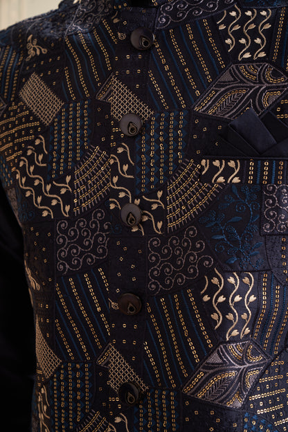 Bundi Kurta Set - Blue