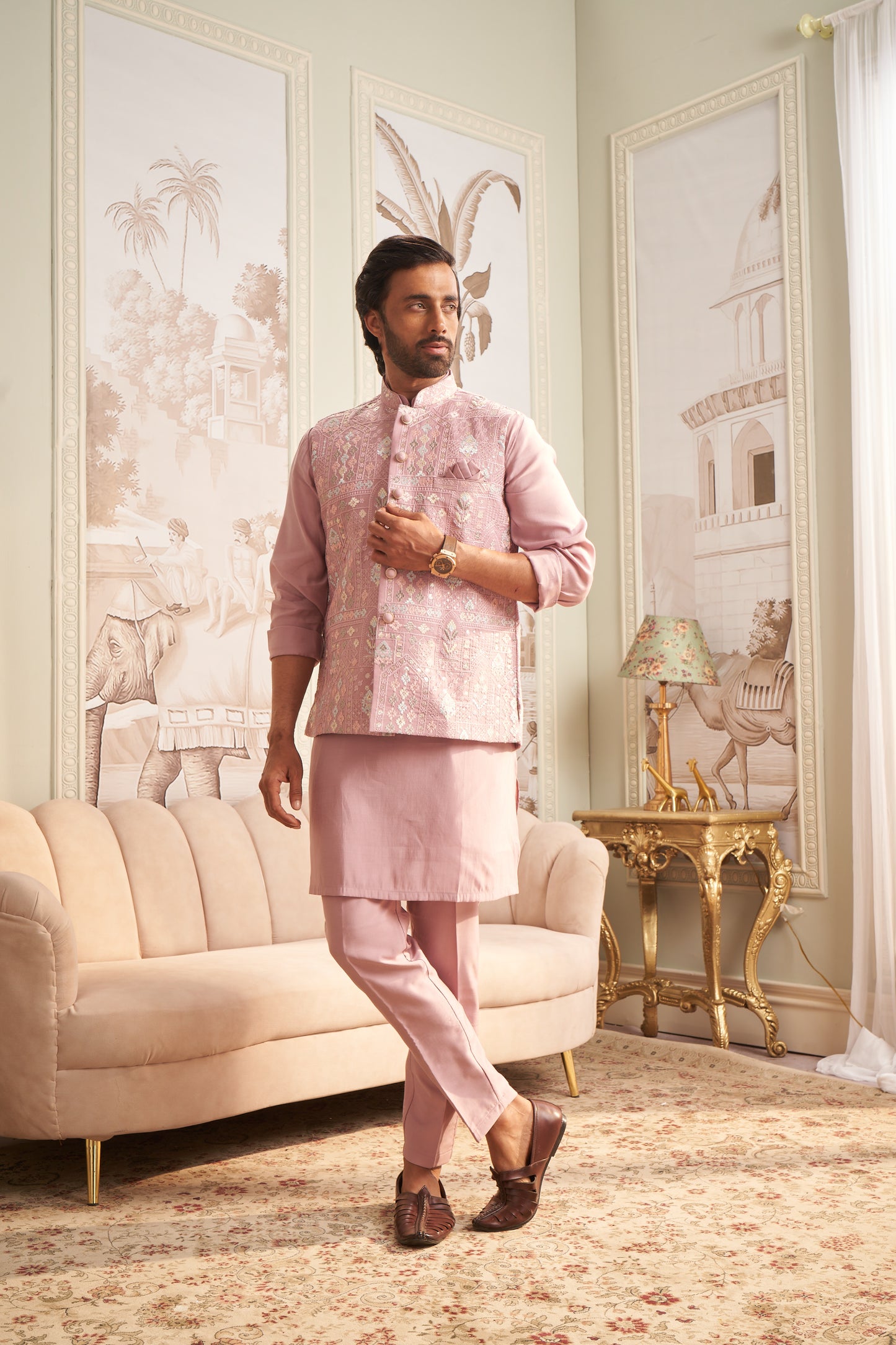 Bundi Kurta Set - Pink