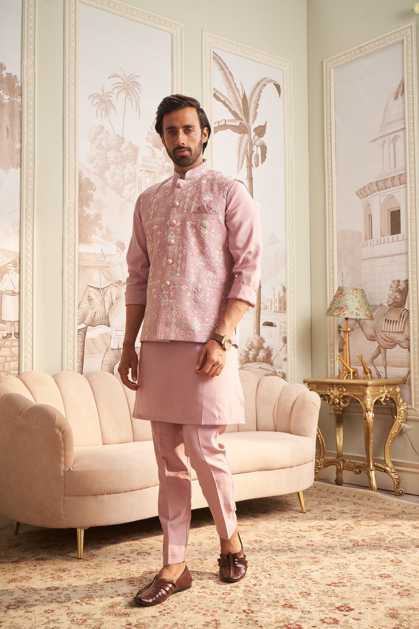 Bundi Kurta Set - Pink