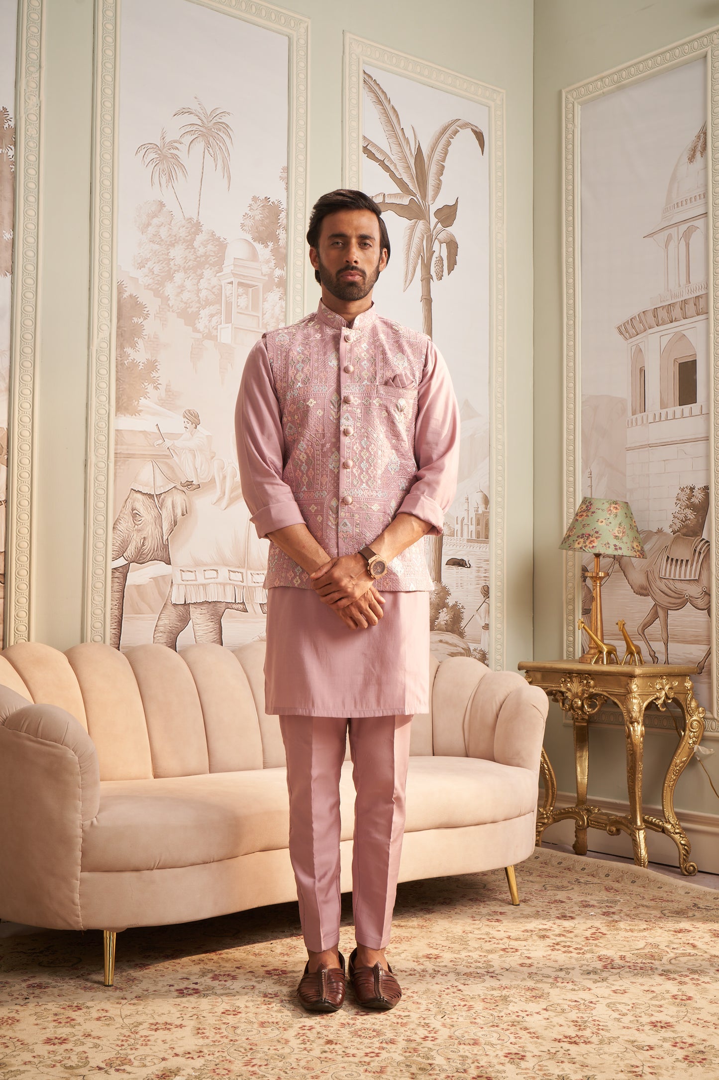 Bundi Kurta Set - Pink