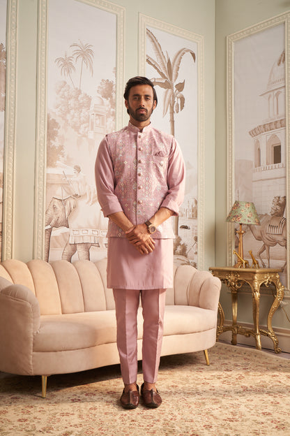 Bundi Kurta Set - Pink