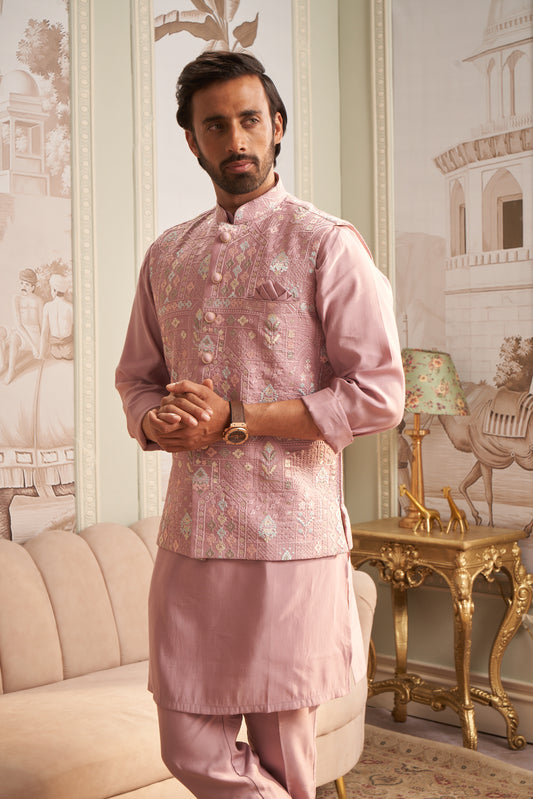 Bundi Kurta Set - Pink