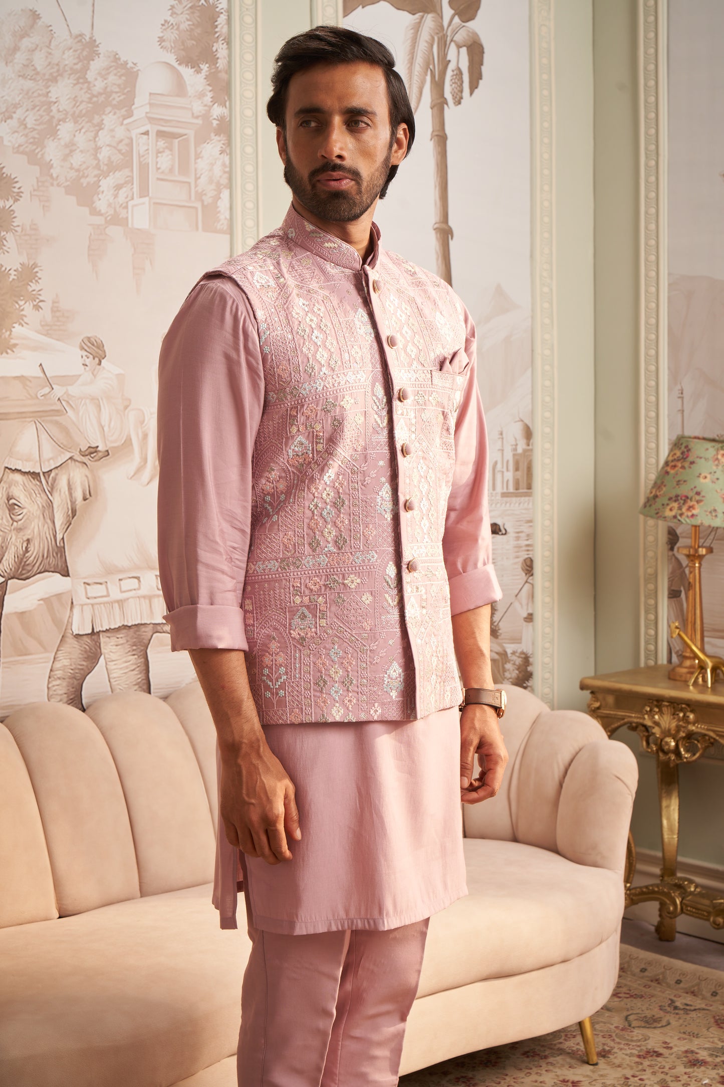 Bundi Kurta Set - Pink
