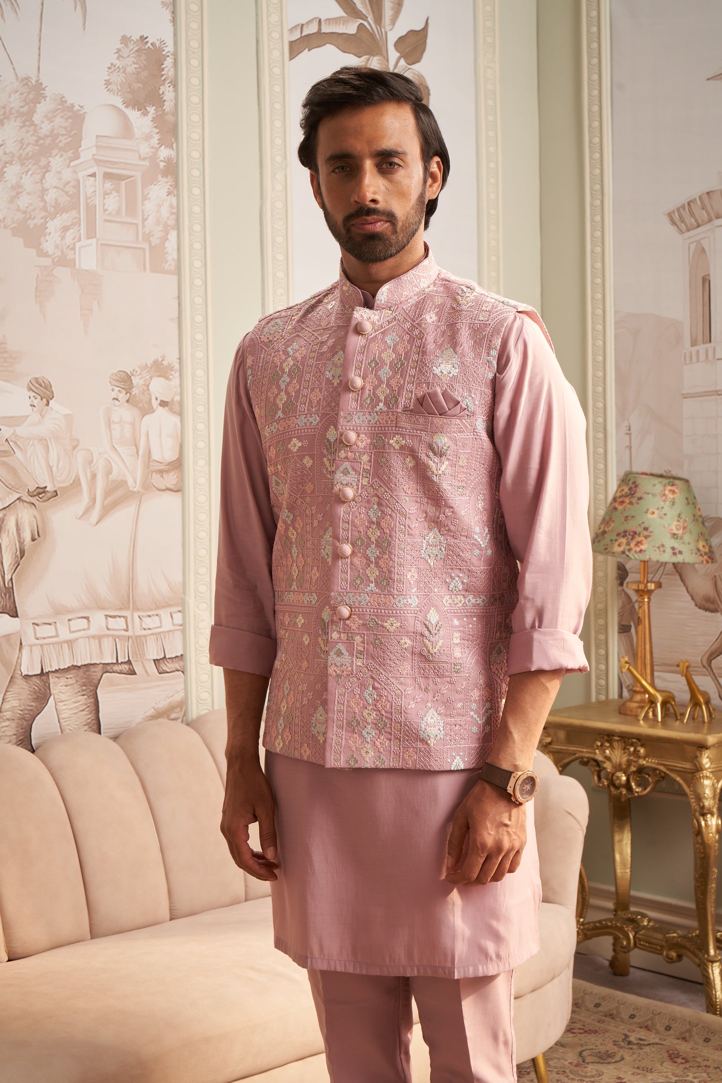 Bundi Kurta Set - Pink
