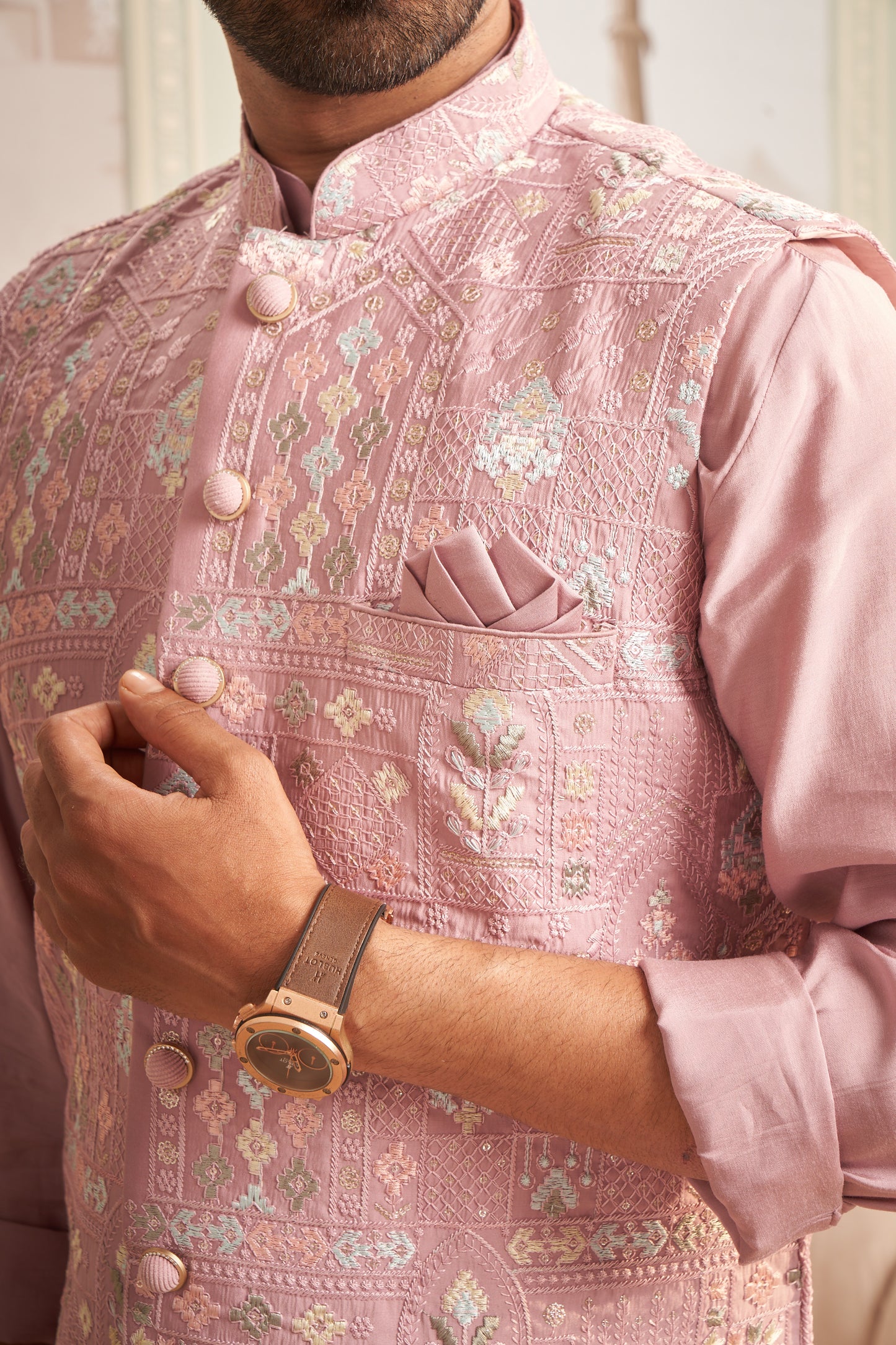 Bundi Kurta Set - Pink