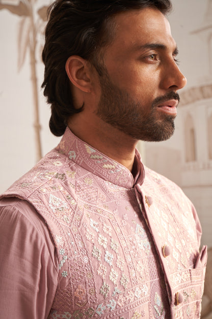 Bundi Kurta Set - Pink