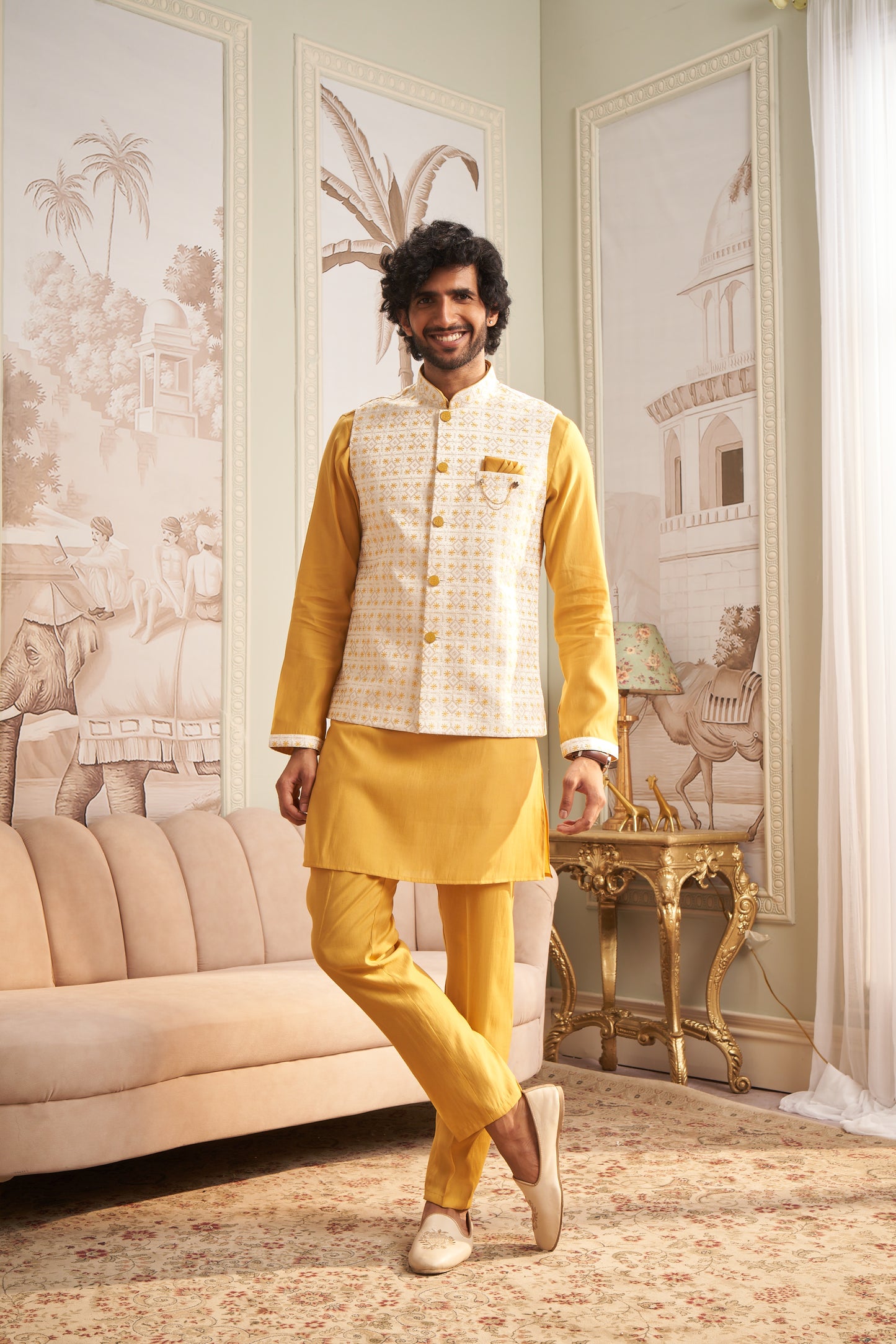 Bundi Kurta Set - Yellow
