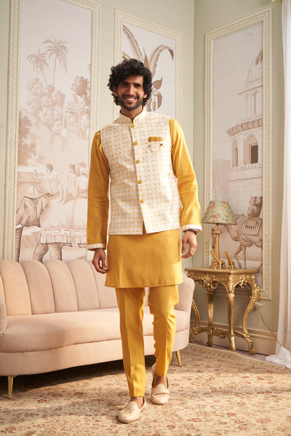 Bundi Kurta Set - Yellow