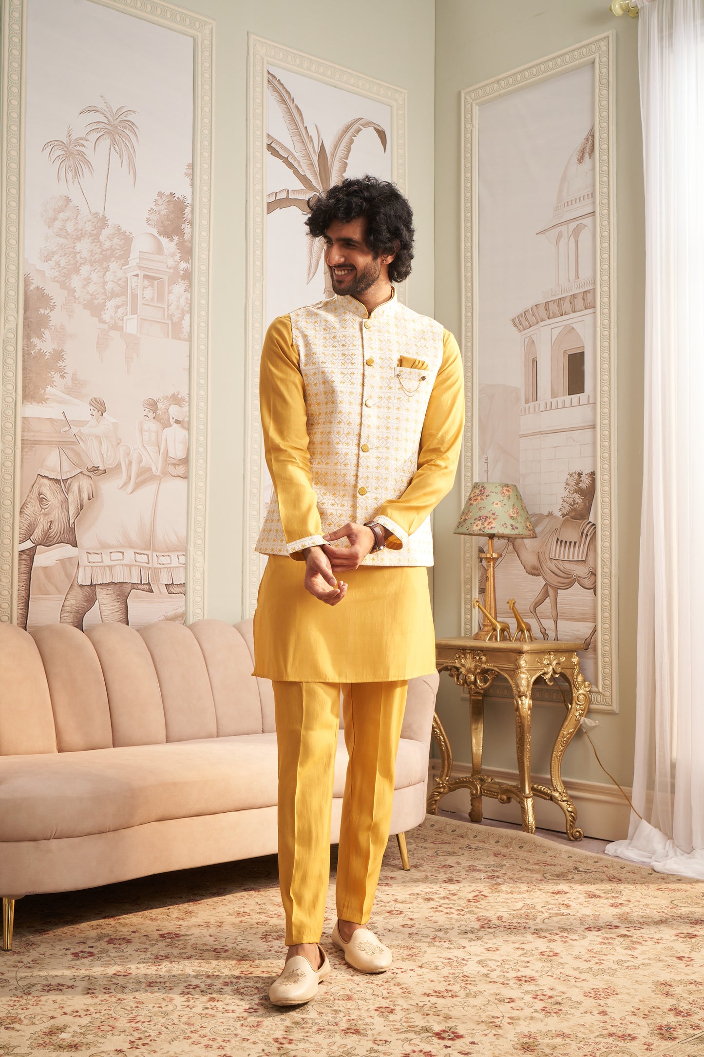 Bundi Kurta Set - Yellow
