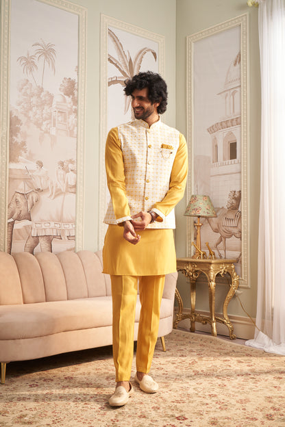 Bundi Kurta Set - Yellow
