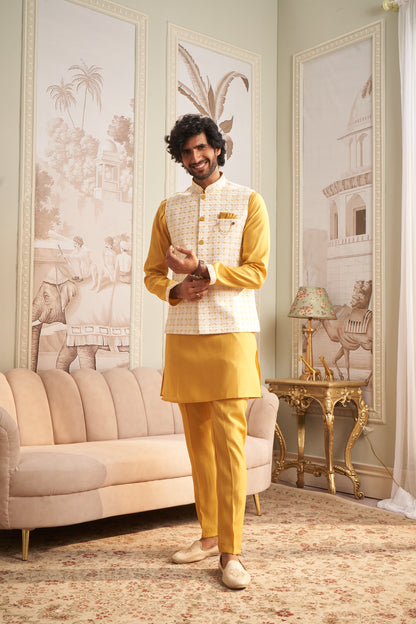 Bundi Kurta Set - Yellow