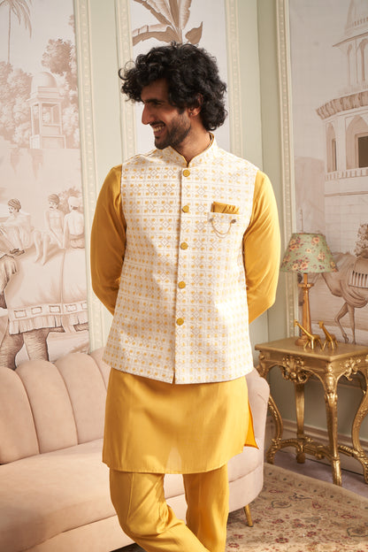 Bundi Kurta Set - Yellow