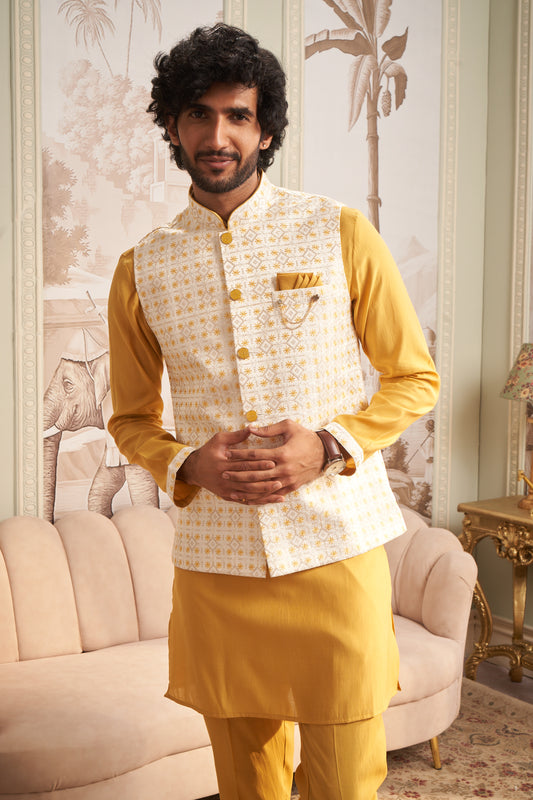 Bundi Kurta Set - Yellow