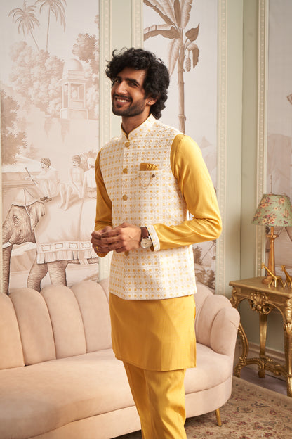 Bundi Kurta Set - Yellow