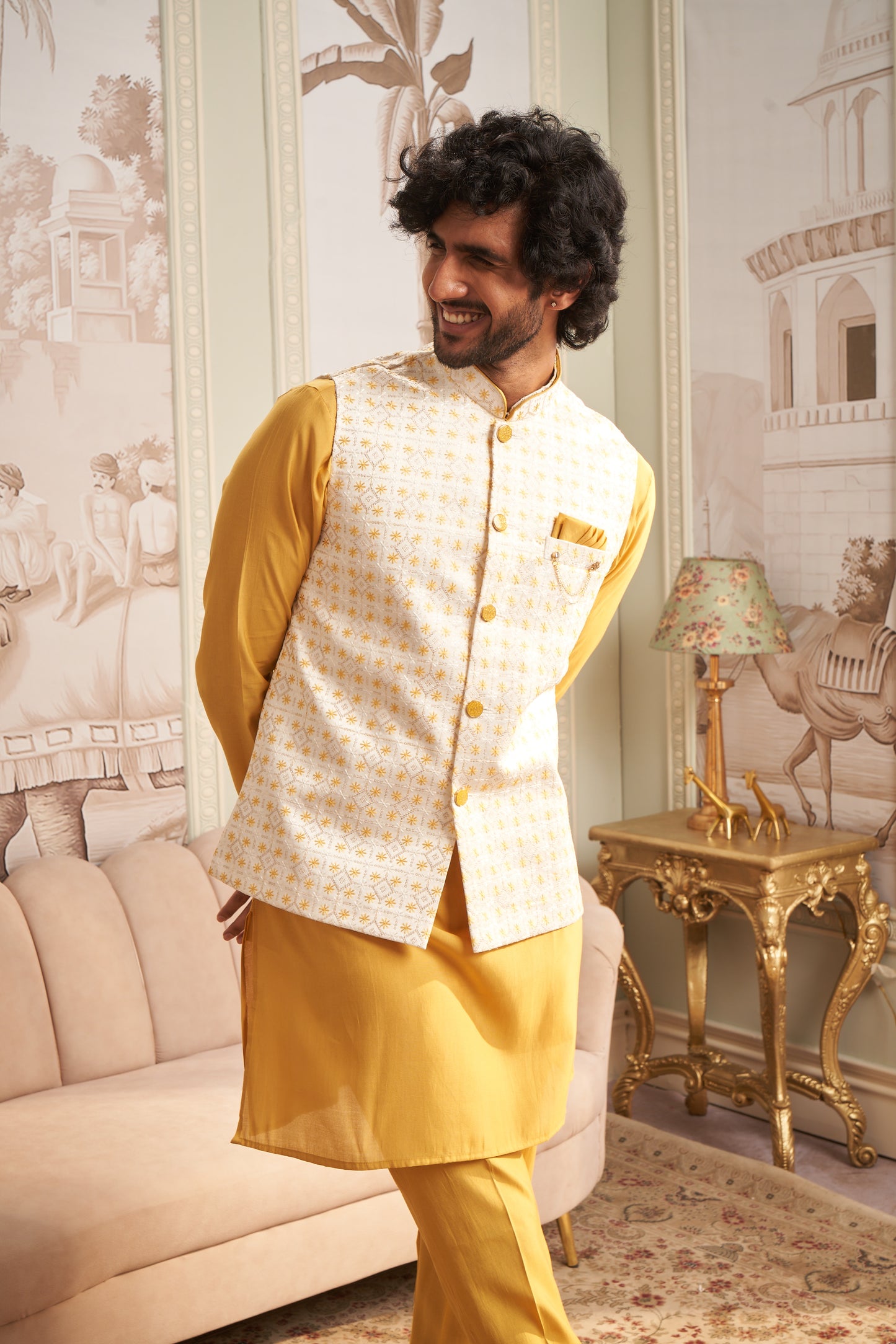 Bundi Kurta Set - Yellow