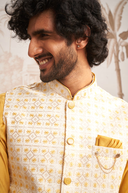 Bundi Kurta Set - Yellow