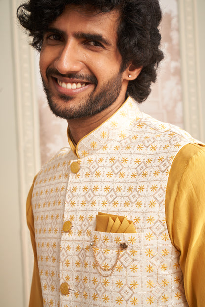 Bundi Kurta Set - Yellow