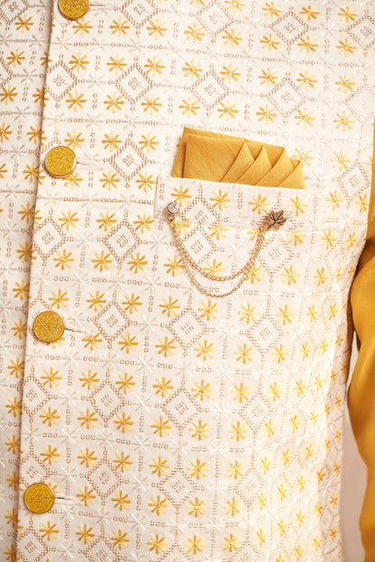Bundi Kurta Set - Yellow