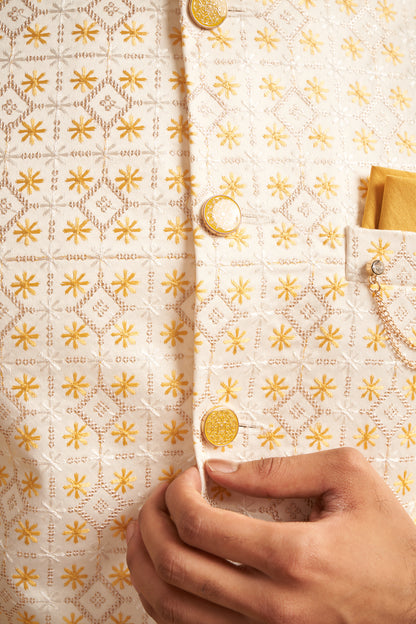 Bundi Kurta Set - Yellow