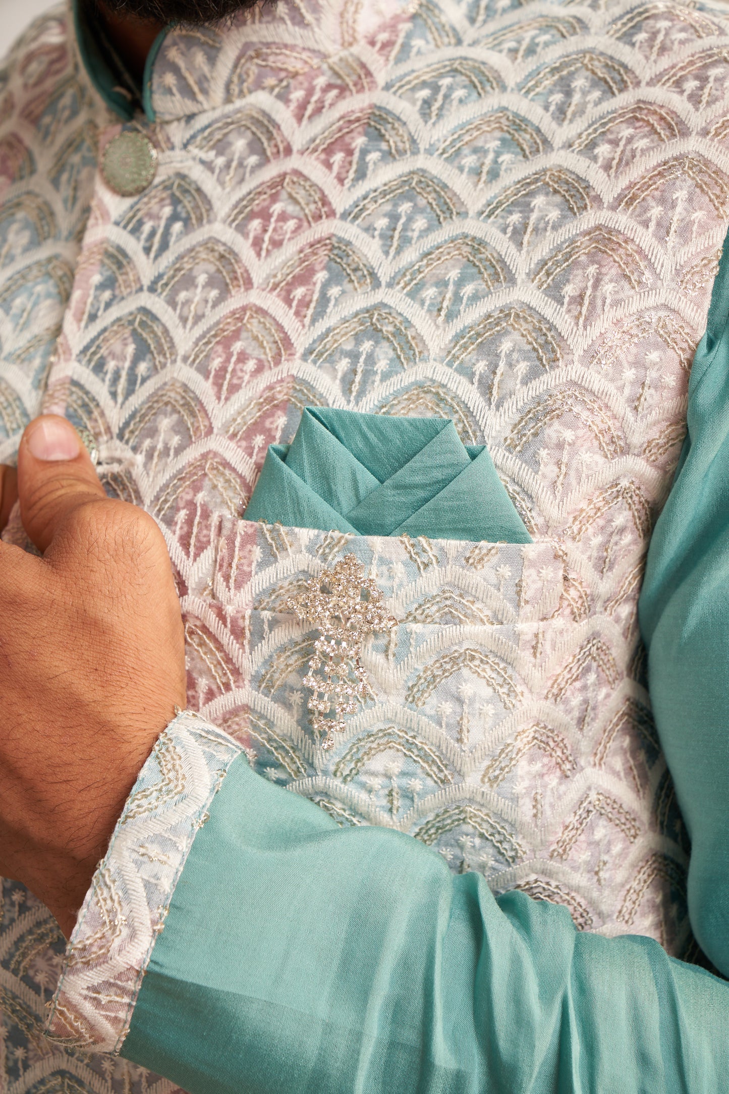 Bundi Kurta Set - Cyan Green