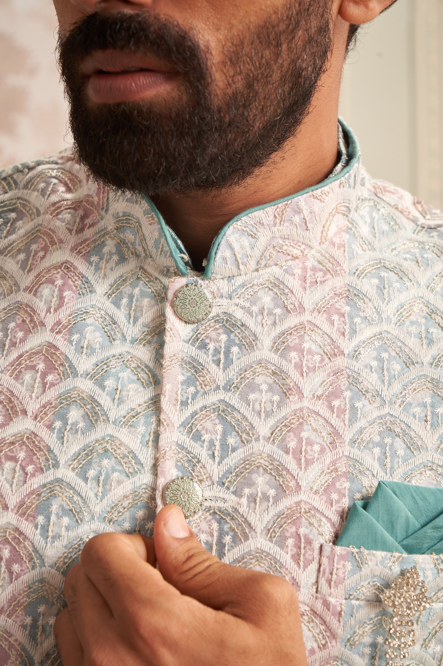 Bundi Kurta Set - Cyan Green