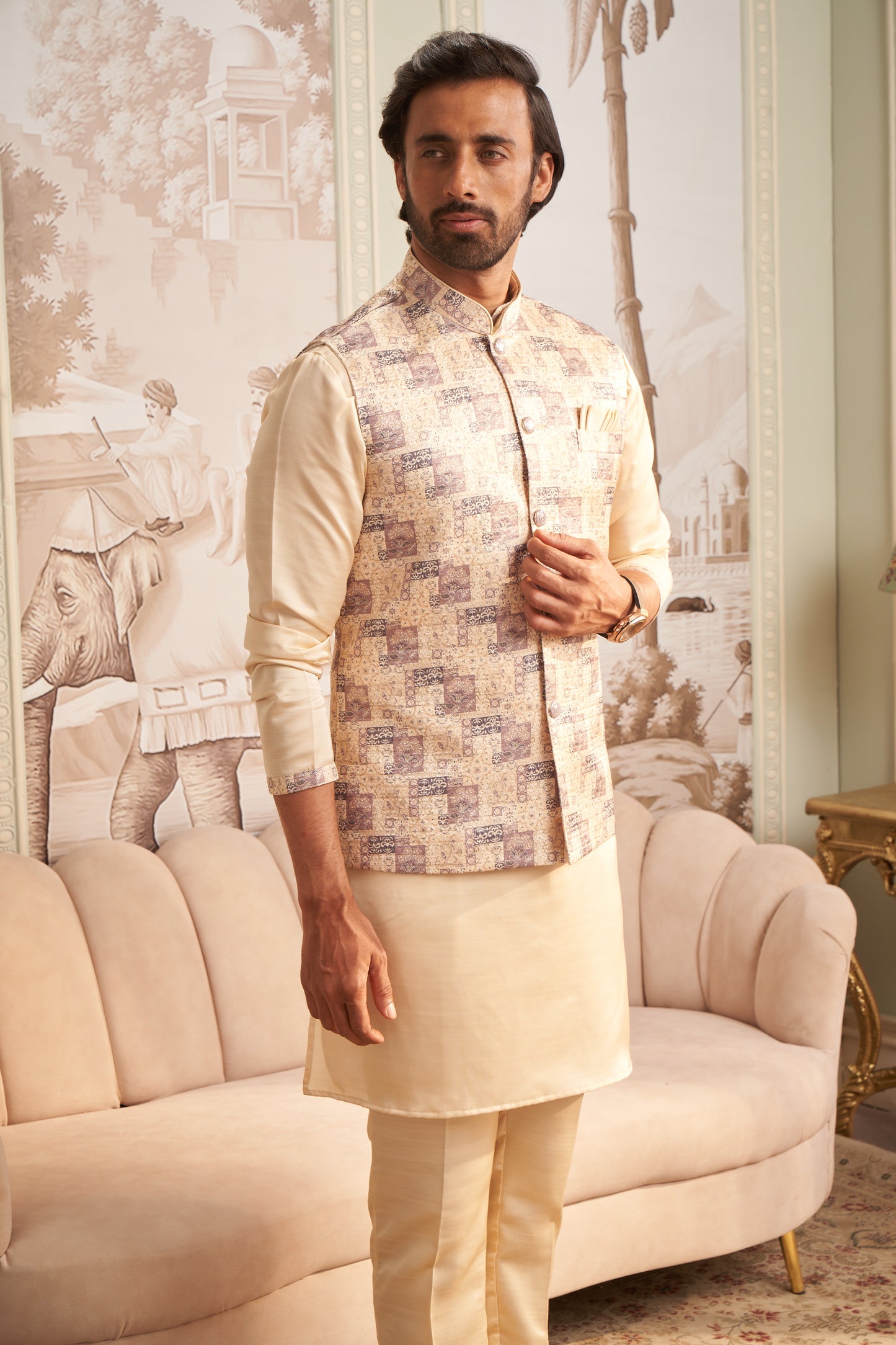 Bundi Kurta Set - Cream