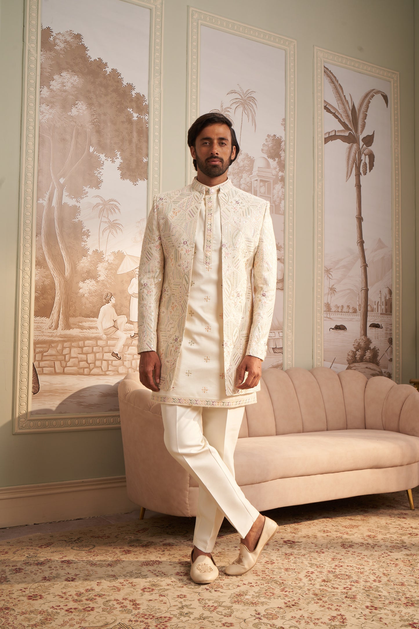 Indo Western Front Open - Cream