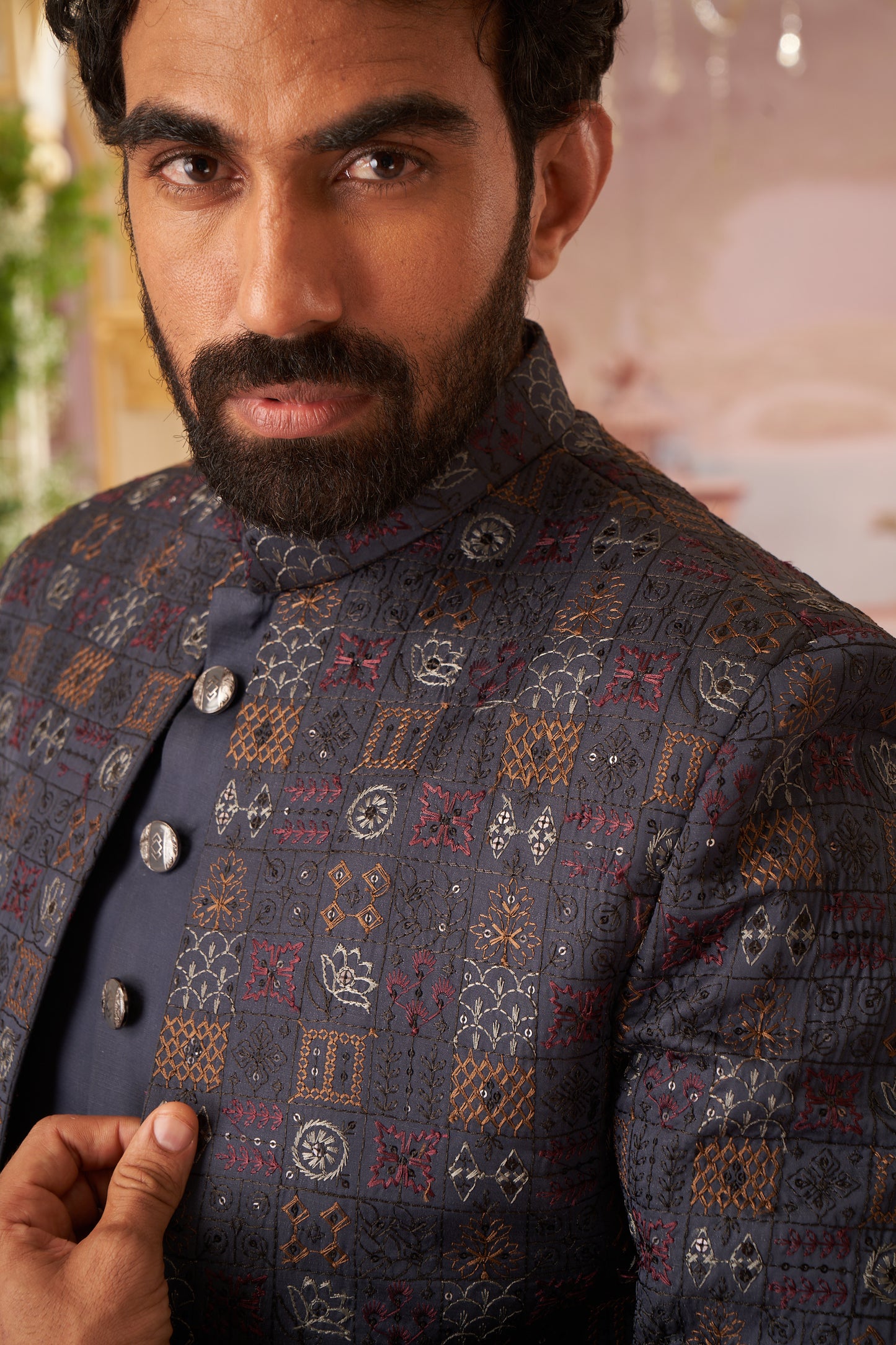 Indo Western Front Open - Dark Grey