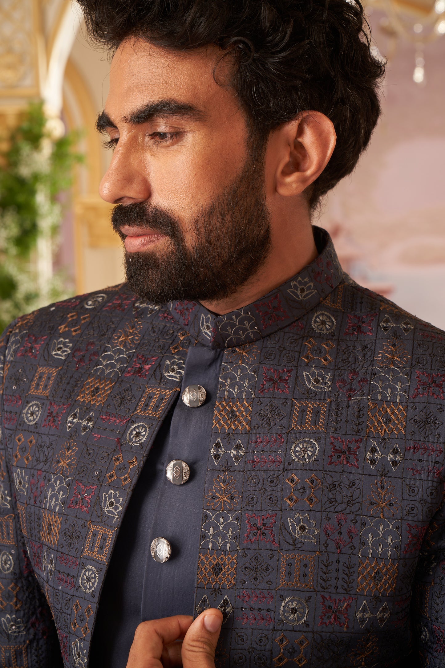 Indo Western Front Open - Dark Grey