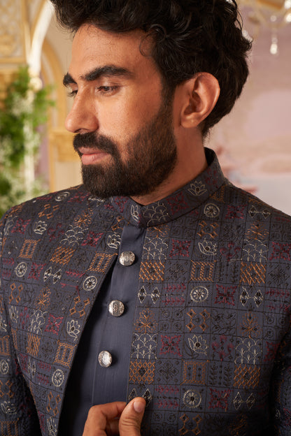 Indo Western Front Open - Dark Grey